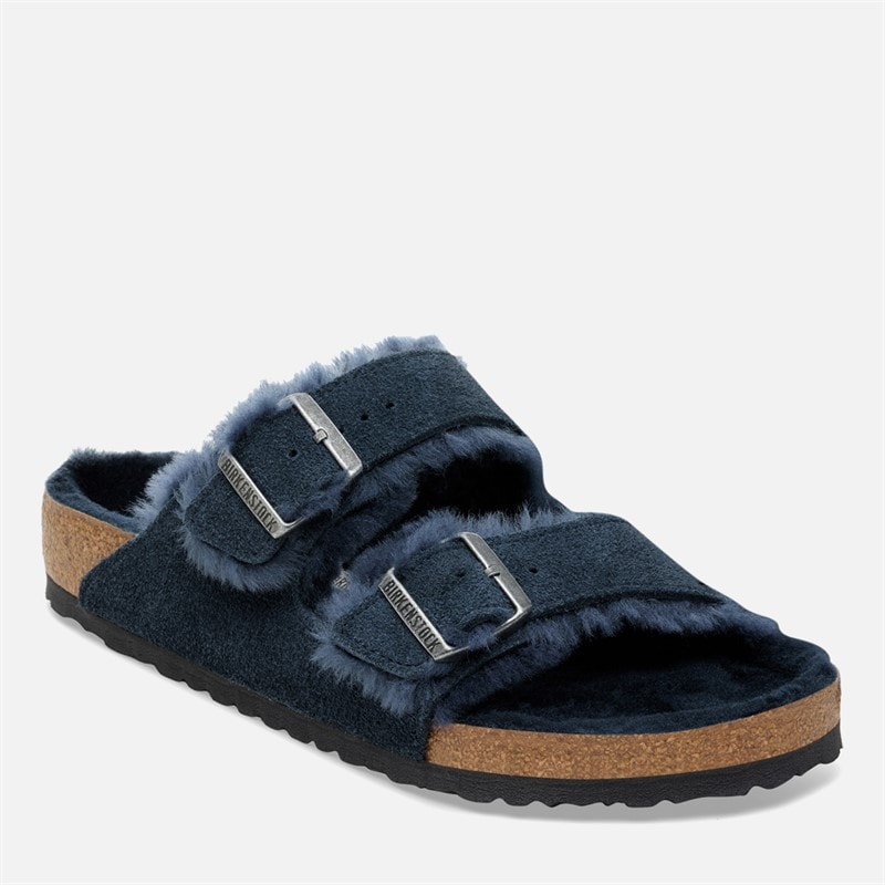 Birkenstock Mens Arizona Shearling Lined Dual Strap Sandals Navy - Image 2