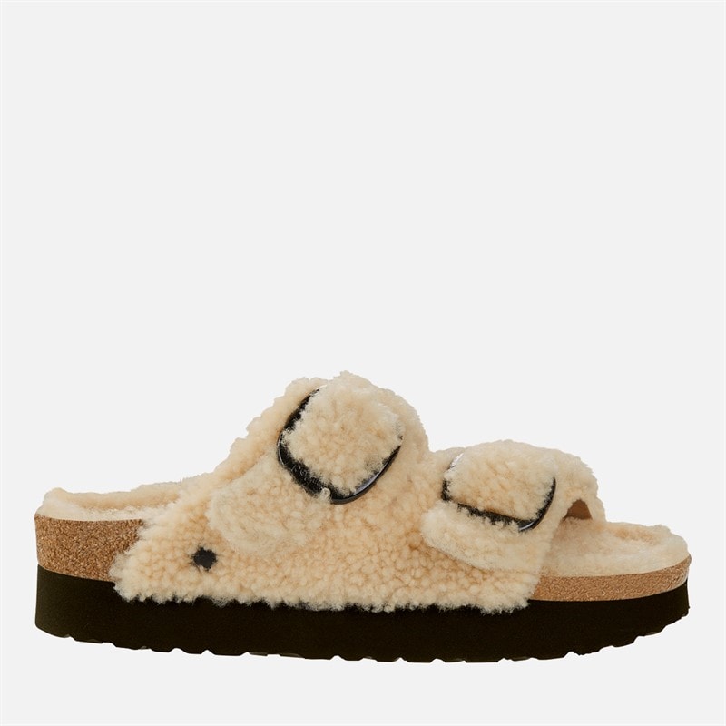 Birkenstock Womens Arizona Big Buckle Platform Dual Strap Sandals Eggshell
