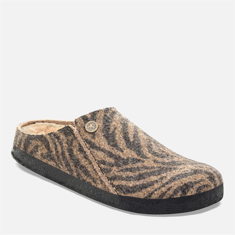 Birkenstock Womens Zermatt Shearling Slippers Zebra Toffee Melange - Image 2