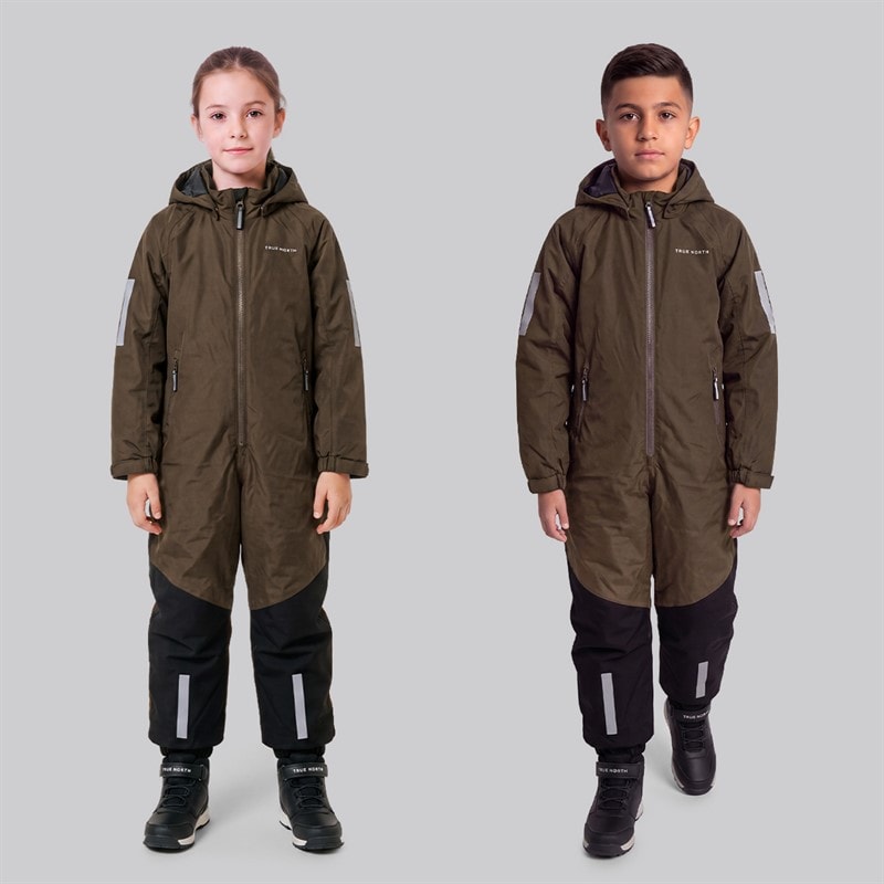 True North Kids Waterproof Overall Oxford Snowsuit Brown - Image 1