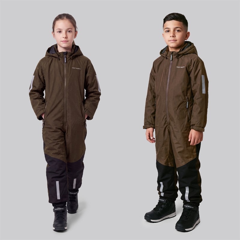 True North Kids Waterproof Overall Oxford Snowsuit Brown - Image 3