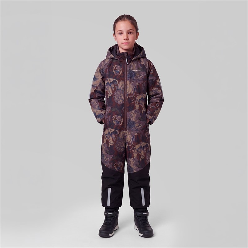 True North Girls Waterproof Overall Oxford Snowsuit Flower Comb - Image 1