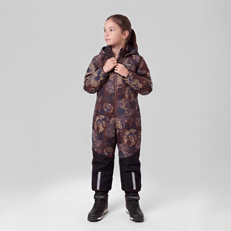 True North Girls Waterproof Overall Oxford Snowsuit Flower Comb - Image 3