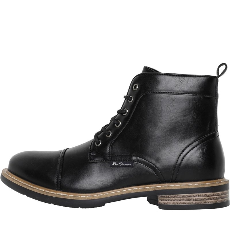 Ben Sherman Mens Tram Toe Cap Boots Black - Image 1