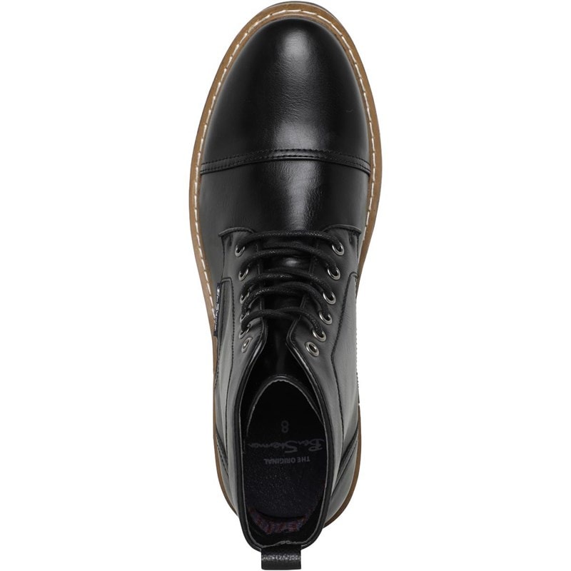 Ben Sherman Mens Tram Toe Cap Boots Black - Image 4