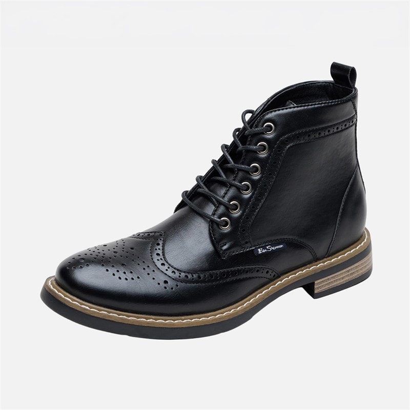 Ben Sherman Mens Templeton Brogue Boots Black - Image 2