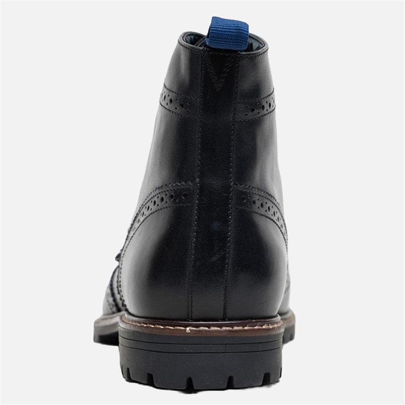 Ben Sherman Mens Duke Leather Brogue Boots Black - Image 4