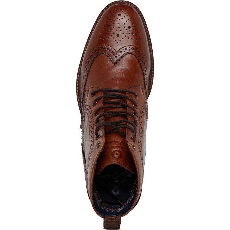 Ben Sherman Mens Duke Leather Brogue Boots Tan - Image 4