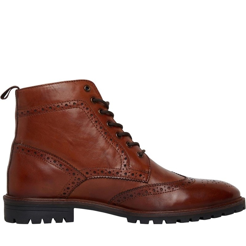 Ben Sherman Mens Duke Leather Brogue Boots Tan - Image 5