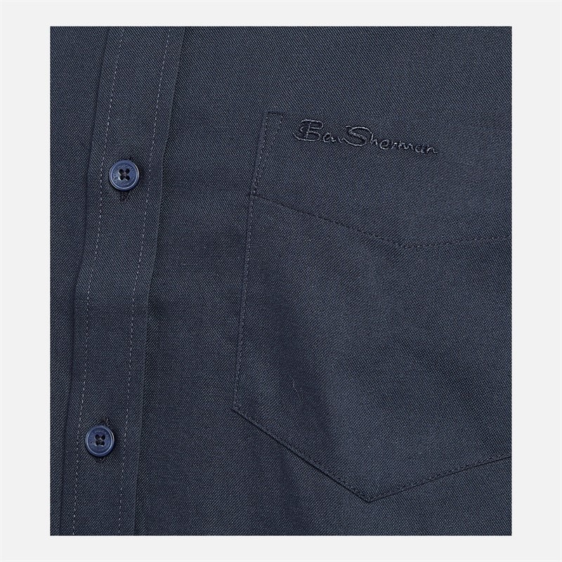 Ben Sherman Mens Short Sleeve Oxford Shirt Dark Navy - Image 3