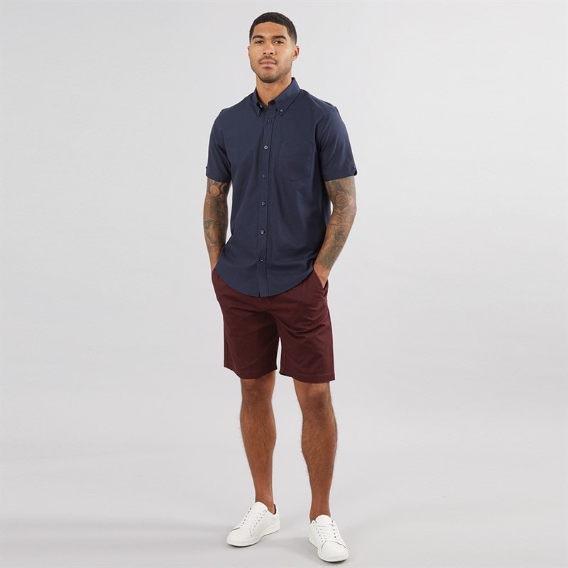 Ben Sherman Mens Short Sleeve Oxford Shirt Dark Navy - Image 4