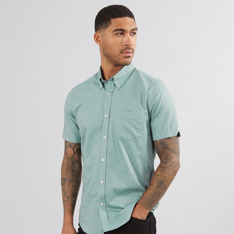 Ben Sherman Mens Short Sleeve Oxford Shirt Jade