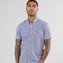Ben Sherman Mens Short Sleeve Gingham Shirt Dark Blue