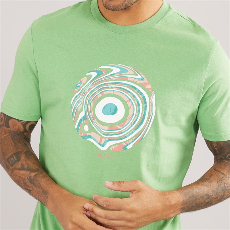 Ben Sherman Mens Trippy Target T-Shirt Grass Green - Image 3
