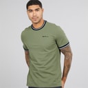 Ben Sherman Mens Pique Ringer T-Shirt Pale Khaki