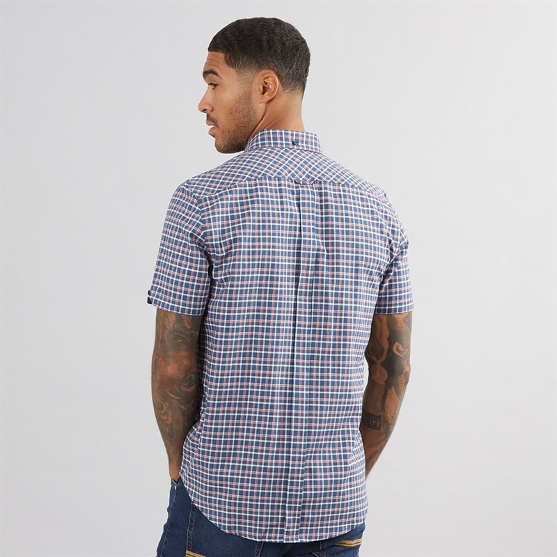 Ben Sherman Mens Oxford Overcheck Shirt Blue Denim - Image 2