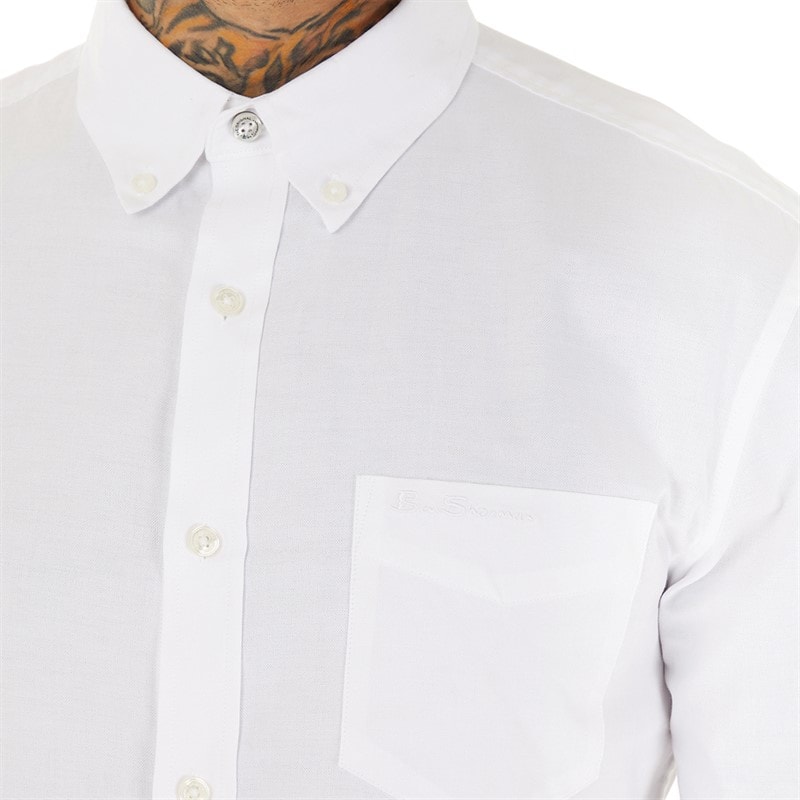 Ben Sherman Mens Long Sleeve Oxford Shirt White - Image 3