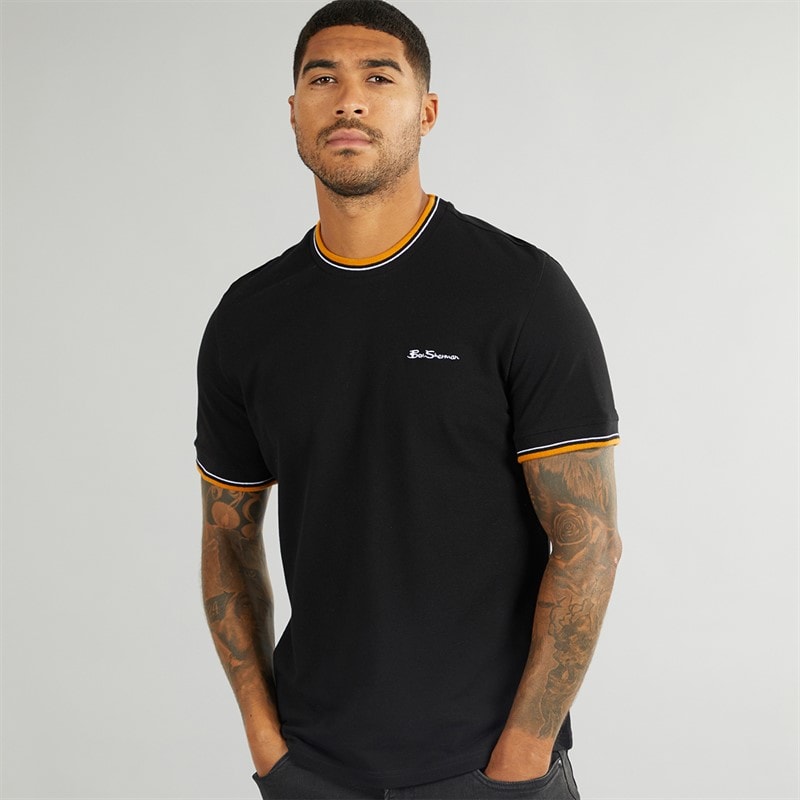 Ben Sherman Mens Pique T-Shirt Black - Image 1