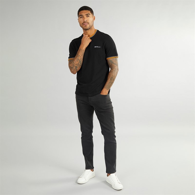 Ben Sherman Mens Pique T-Shirt Black - Image 3