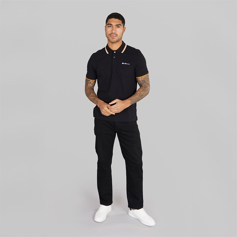 Ben Sherman Mens Twin Tipped Polo Shirt Black - Image 3