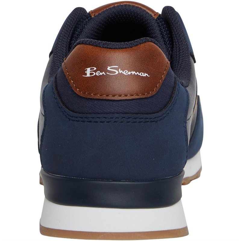 Ben Sherman Mens Owen Retro Trainers Navy/Tan - Image 3