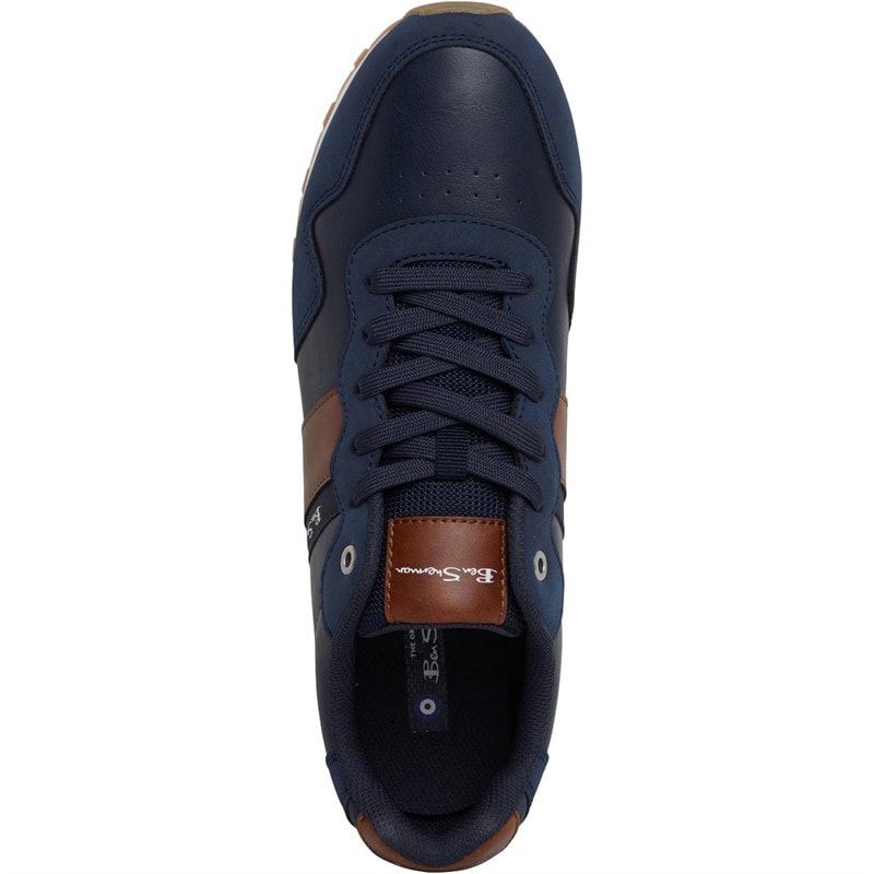 Ben Sherman Mens Owen Retro Trainers Navy/Tan - Image 4