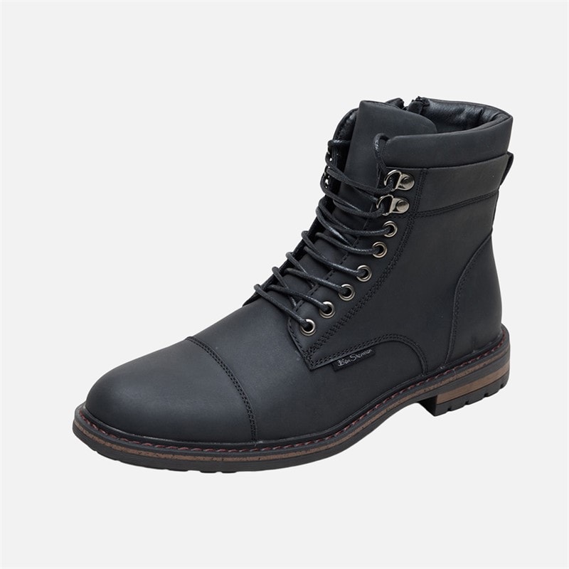 Ben Sherman Mens Bonneville Toe Cap Boots Black - Image 2