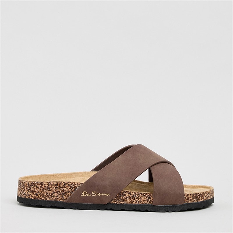 Ben Sherman Mens Hayling Cross Strap Sandals Brown - Image 1