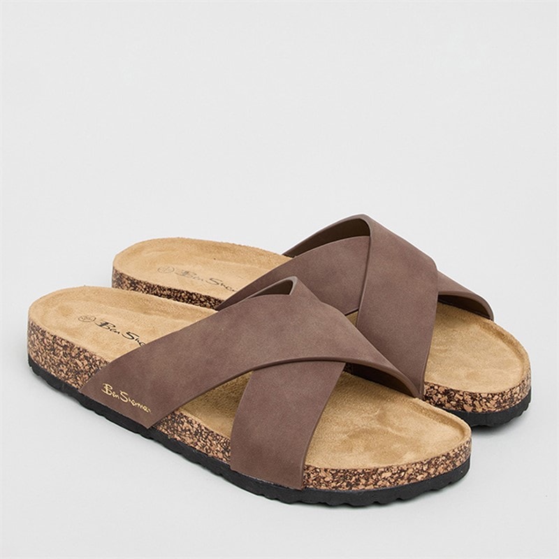Ben Sherman Mens Hayling Cross Strap Sandals Brown - Image 2