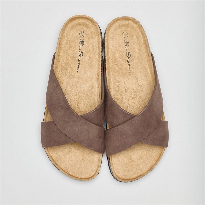 Ben Sherman Mens Hayling Cross Strap Sandals Brown - Image 3