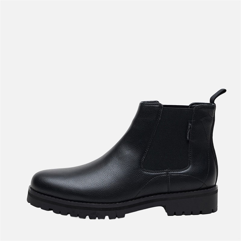 Ben Sherman Mens Chesterley Chelsea Boots Black Grain/Black Sole