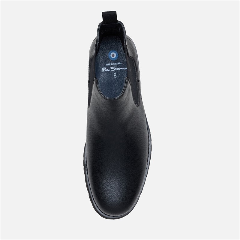 Ben Sherman Mens Chesterley Chelsea Boots Black Grain/Black Sole - Image 3