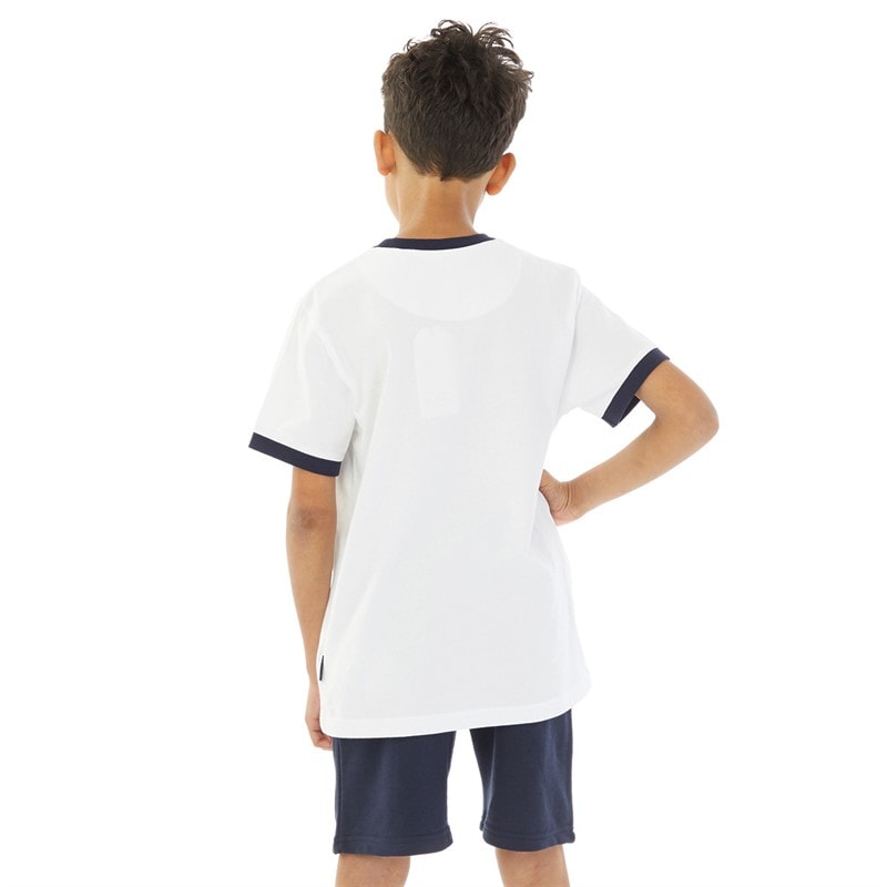 Ben Sherman Boys Target Ringer T-Shirt And Shorts Set Bright White - Image 2