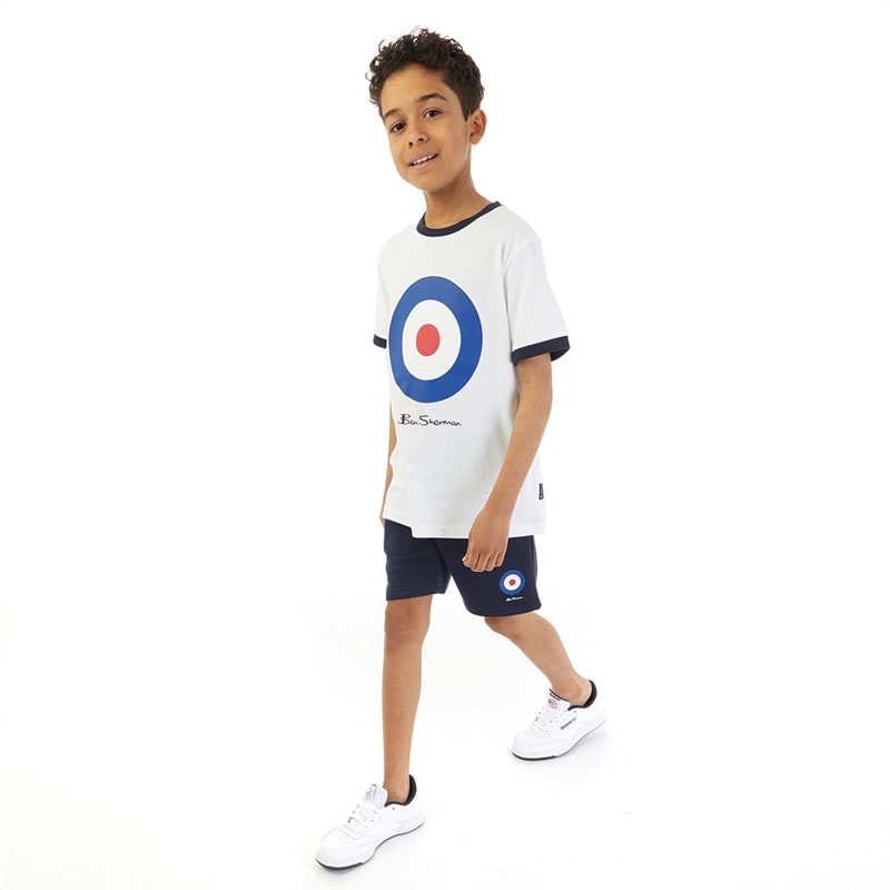 Ben Sherman Boys Target Ringer T-Shirt And Shorts Set Bright White - Image 4