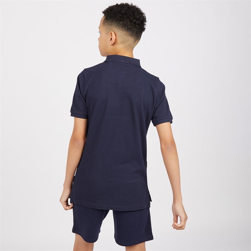 Ben Sherman Boys Script Polo Shirt And Shorts Set Navy Blazer - Image 2