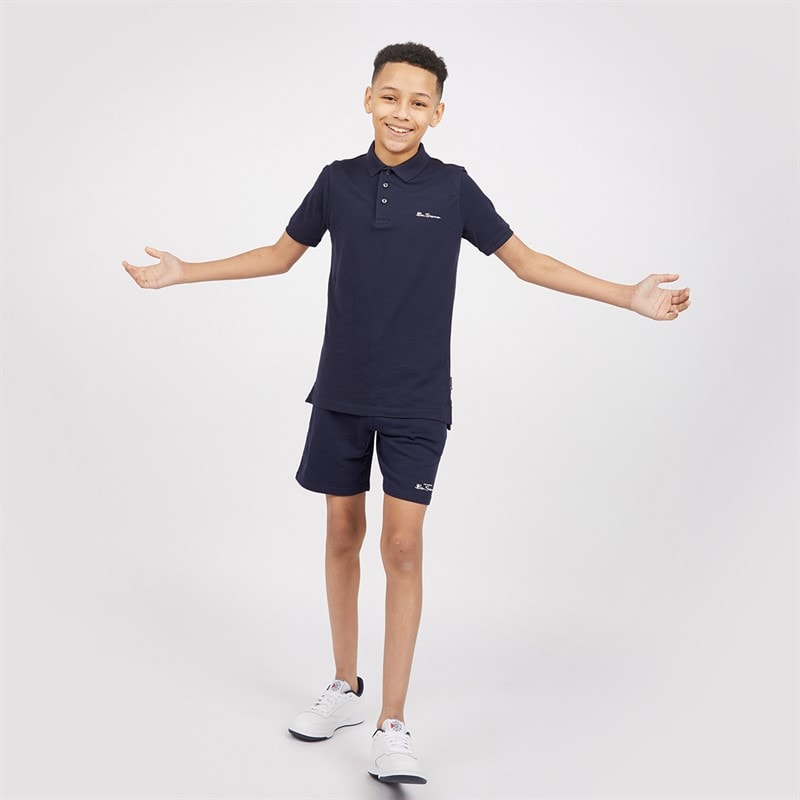 Ben Sherman Boys Script Polo Shirt And Shorts Set Navy Blazer - Image 4