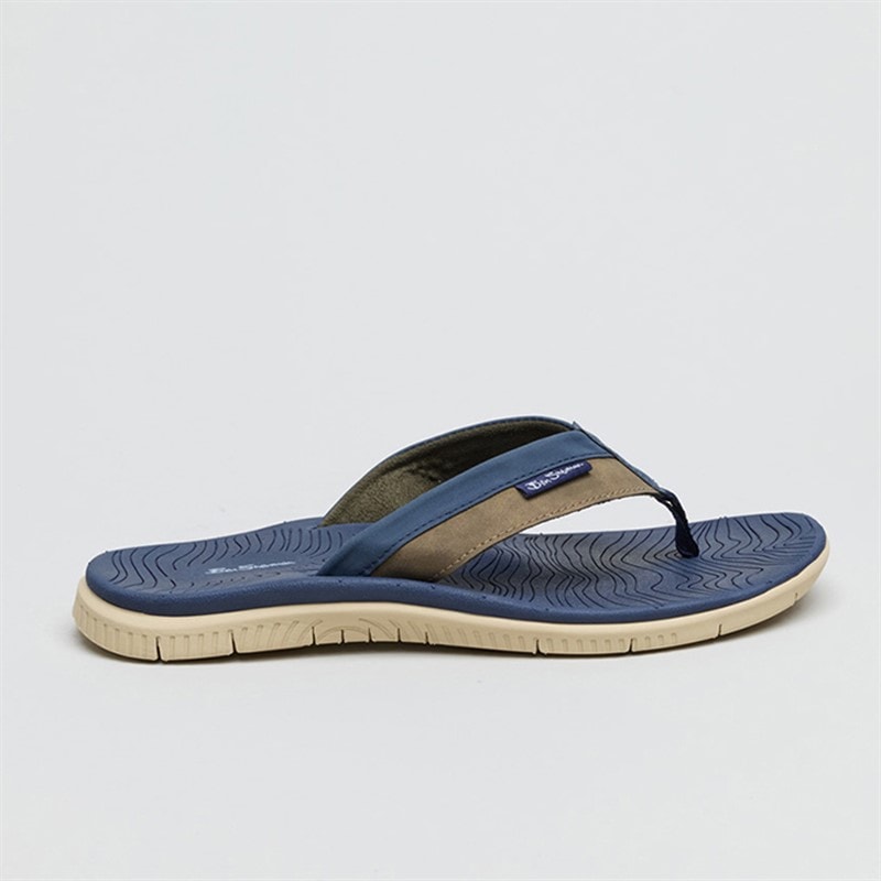 Ben Sherman Mens Surfside Flip Flops Navy/Khaki - Image 2