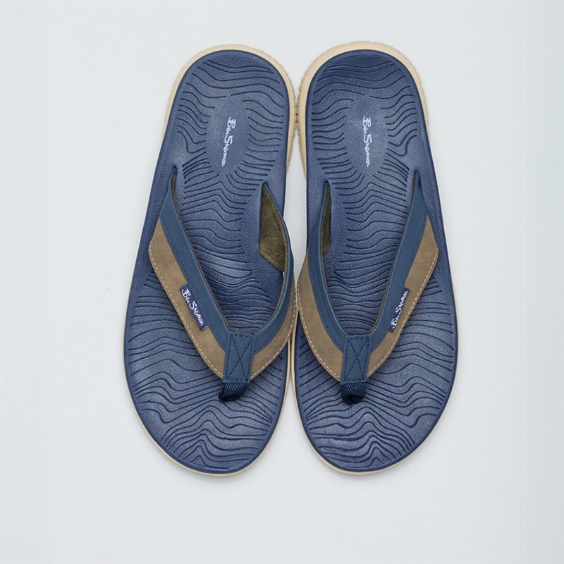 Ben Sherman Mens Surfside Flip Flops Navy/Khaki - Image 3