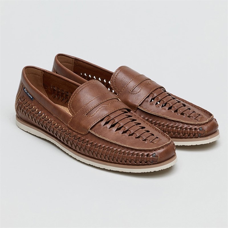 Ben Sherman Mens Miami Woven Deck Shoes Brown - Image 2
