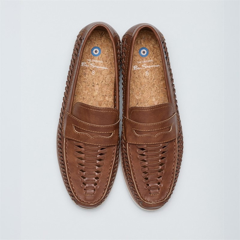 Ben Sherman Mens Miami Woven Deck Shoes Brown - Image 3