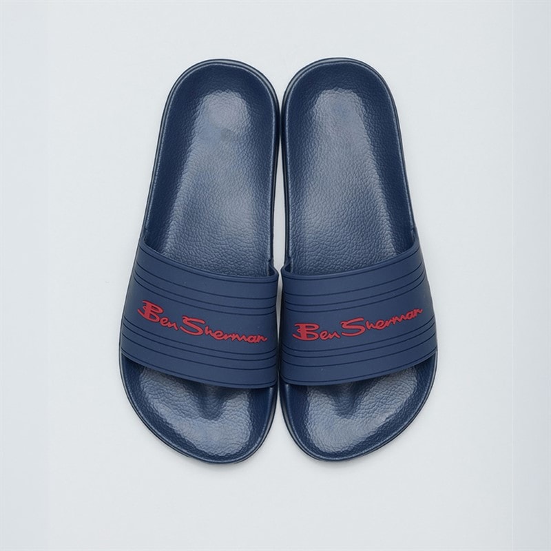 Ben Sherman Mens Southend Sliders Navy/Red - Image 3