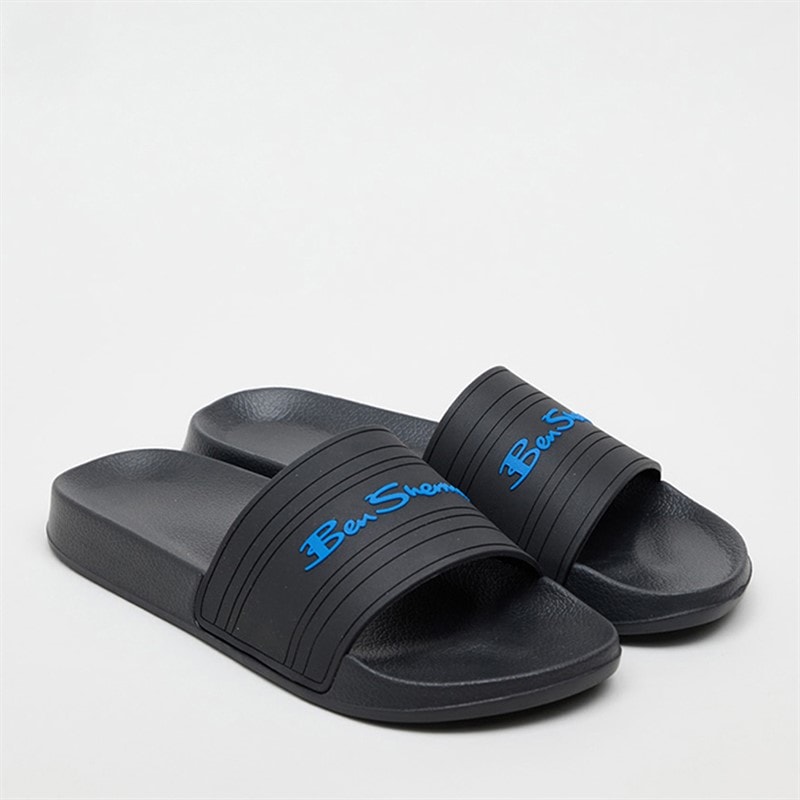 Ben Sherman Mens Southend Sliders Black/Royal - Image 1