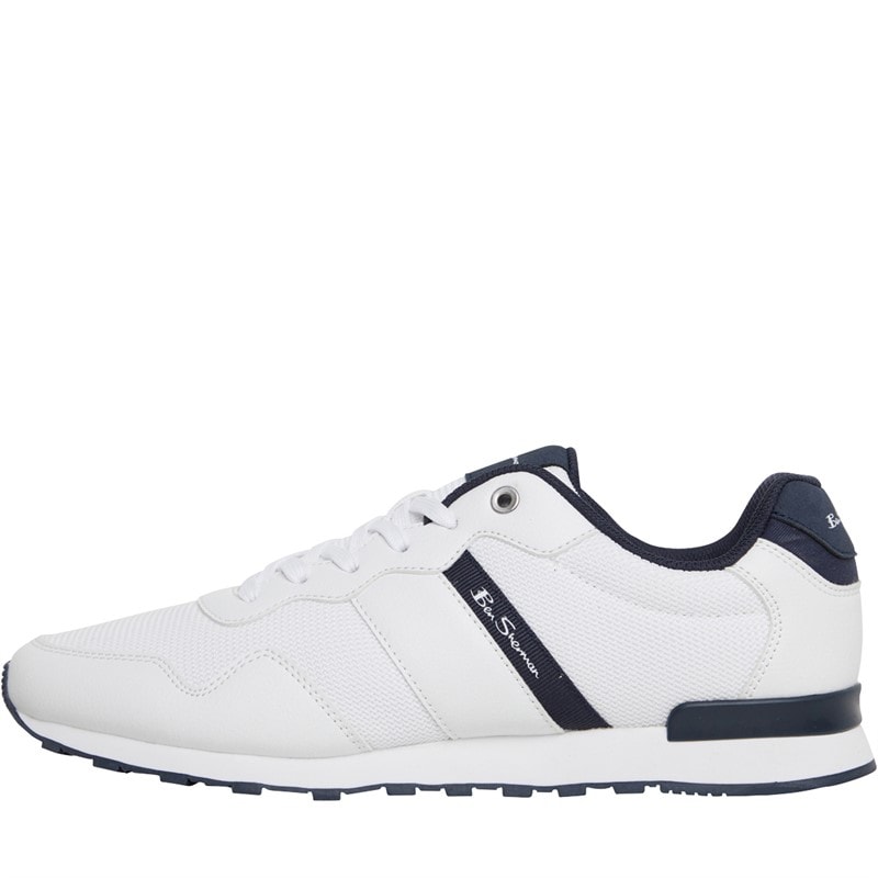 Ben Sherman Mens Owen Retro Trainers White/Navy Mesh