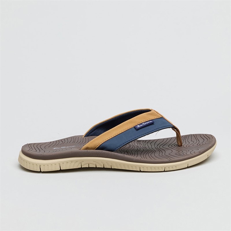 Ben Sherman Mens Surfside Flip Flops Navy/Tan - Image 2