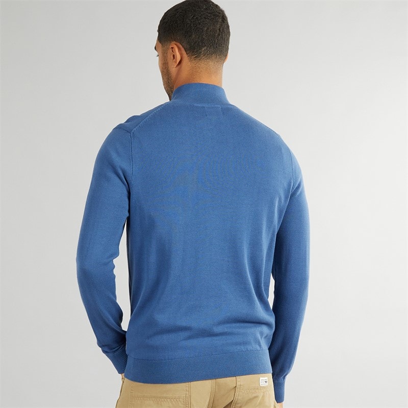Ben Sherman Mens 1/4 Zip Funnel Neck Jumper Riviera Blue - Image 2