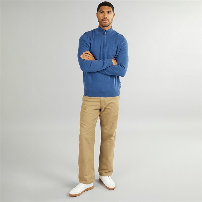 Ben Sherman Mens 1/4 Zip Funnel Neck Jumper Riviera Blue - Image 4
