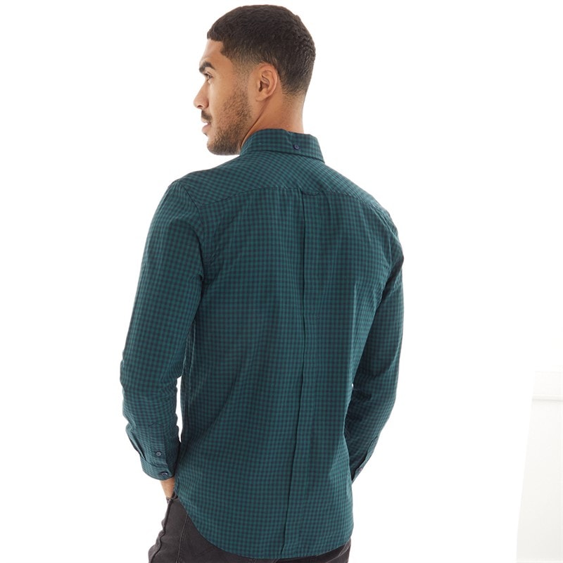Ben Sherman Mens Long Sleeve Gingham Dark Green - Image 2