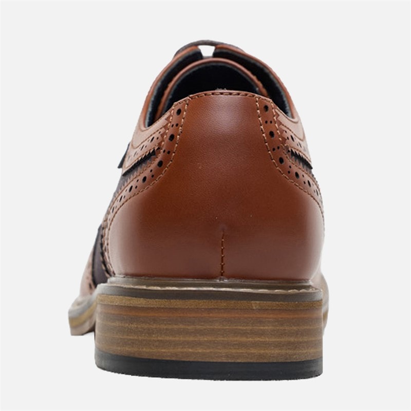 Ben Sherman Mens Terrence Oxford Brogue Shoes Tan Burnish/Navy - Image 4