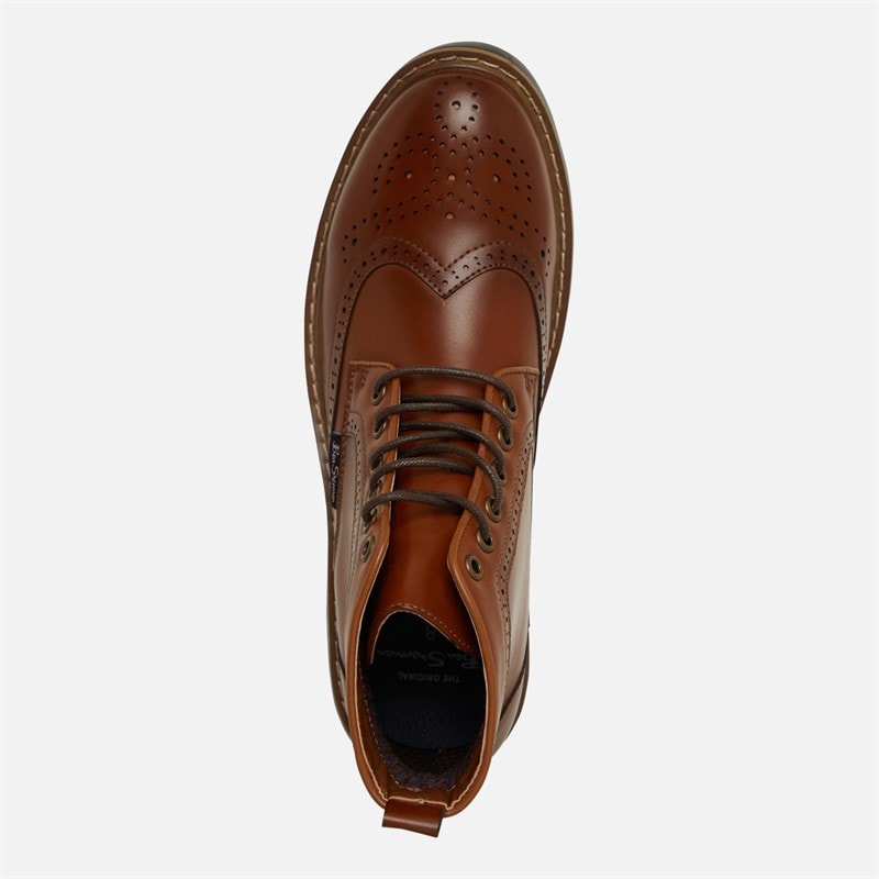 Ben Sherman Mens Templeton Brogue Boots Tan Burnish - Image 4