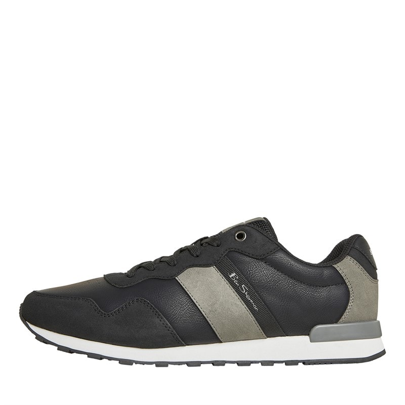 Ben Sherman Mens Owen Retro Trainers Black/Grey - Image 1